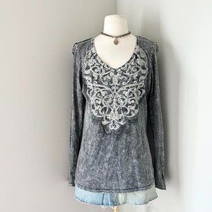 Vintage y2k grunge stone washed gray shirt